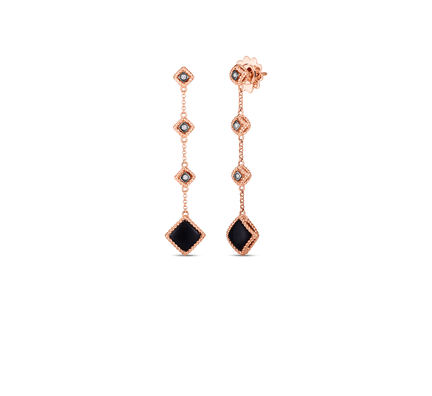 Roberto Coin Palazzo Ducale Black Jade and Diamond Dangle Earrings